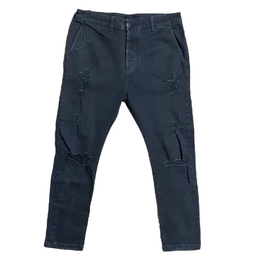 🕶️ EX-J‎ Men’s Distressed Black Denim Pants 👖 Size 32 Grunge Streetwear